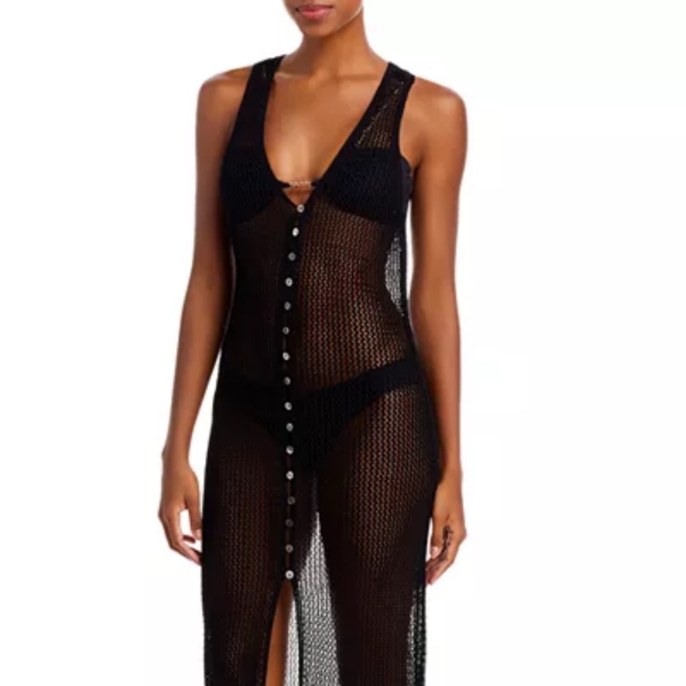 L*SPACE Black Crochet Cover-Up Maxi Dress - Women's Swim Adrift Maxi